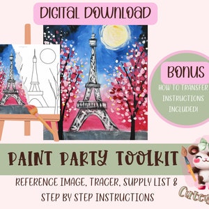 DIY Paint Party Printable For Adults | Diy Canvas | Paint Kit | Instant Access | Pre-Drawn Canvas | Paint & Sip | Painting Tutorial Stencil