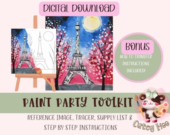 DIY Paint Party Printable For Adults | Diy Canvas | Paint Kit | Instant Access | Pre-Drawn Canvas | Paint & Sip | Painting Tutorial Stencil