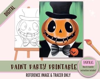 Festa de pintura diy de Halloween para impressão para crianças e adultos, atividades de festa, página para colorir assustador, modelo de pintura de cabeça de abóbora assustadora