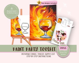 DIY Paint Party For Adults and Kids  |Pre-Drawn | Art Party Paint Kit | Sip & Paint | Digital Download File, Paint Party Toolkit