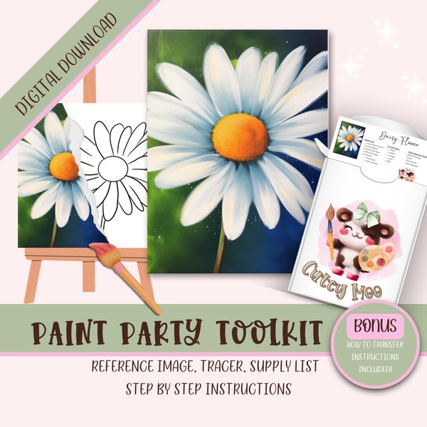 Diy Adult Paint Party Printable Images Kit, Sip and Paint Predrawn Png Stencil Design Download Instructions,  Paint On Canvas Outline,