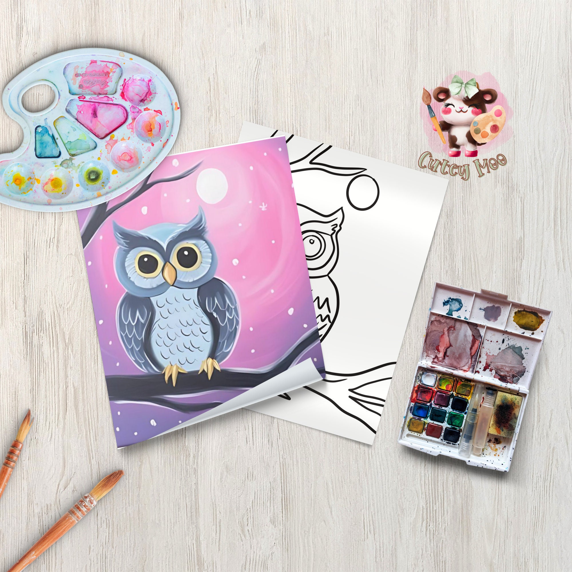 Pre-drawn Canvas for Kids Art Party | Diy Painting Kit | PNG | Instant ...