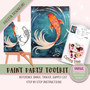 Diy Sip N Paint, Paint Party para impressão para crianças e adultos, Instruções para modelo de pintura e gole, estêncil de kit de pintura, download digital Png