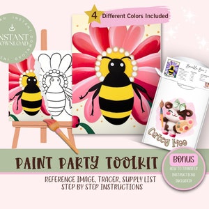 Bumblebee DIY Paint Party For Adults and Kids  |Pre-Drawn | Art Party Paint Kit | Sip & Paint | Digital Download File, Paint Party Toolkit