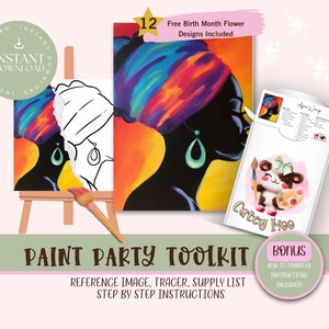 DIY Paint Party For Adults and Kids  |Pre-Drawn | Art Party Paint Kit | Sip & Paint | Digital Download File, Paint Party Toolkit