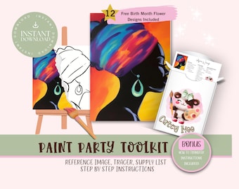 DIY Paint Party For Adults and Kids  |Pre-Drawn | Art Party Paint Kit | Sip & Paint | Digital Download File, Paint Party Toolkit