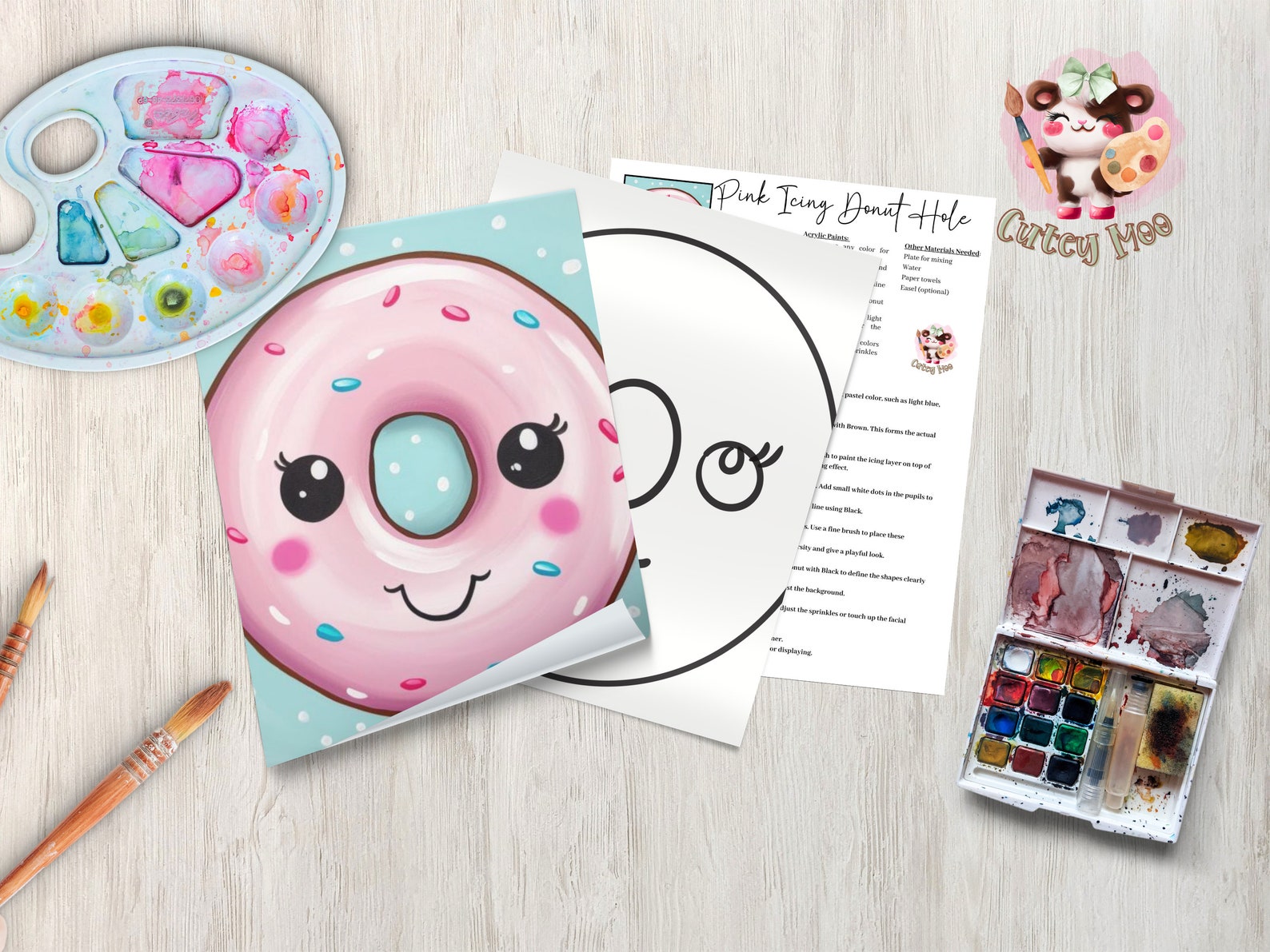 Donut DIY Paint Party for Adults and Kids |pre-drawn | Art Party Paint ...