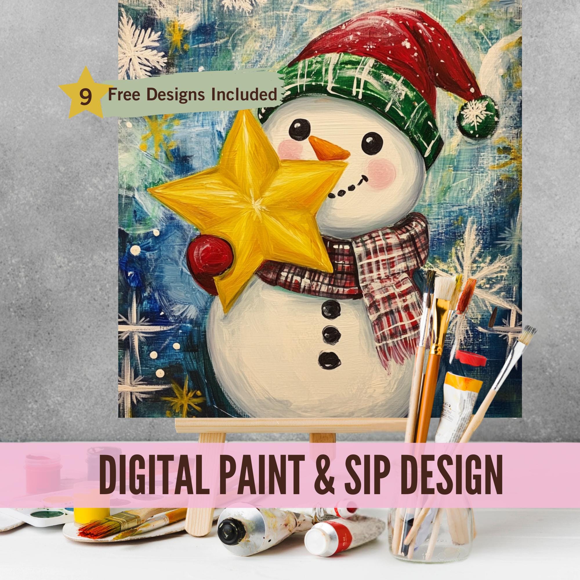 Snowman Paint Party Template, Winter Paint and Sip Design, Holiday DIY ...