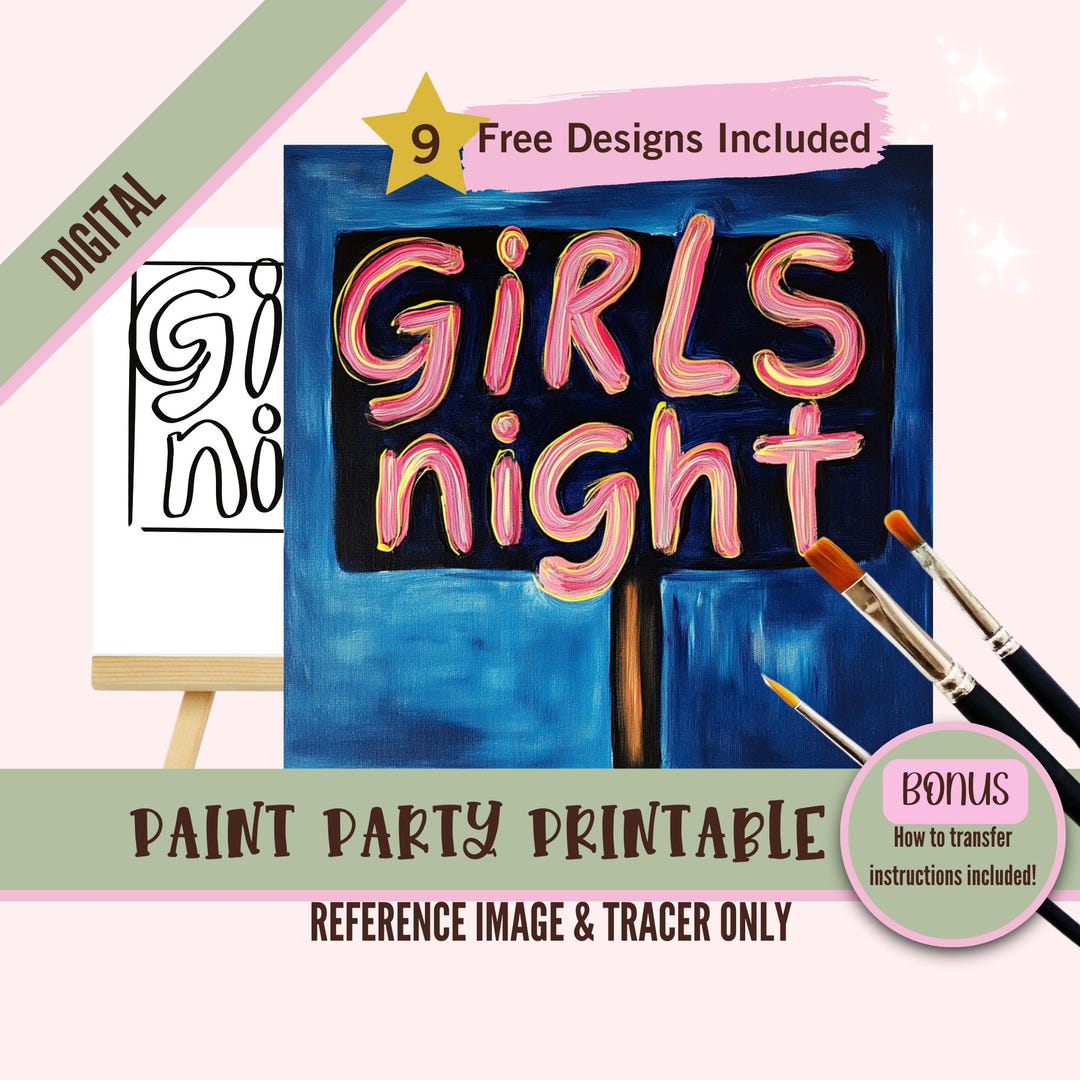 Sip and Paint Party Kit Canvas, Pre Drawn Template for DIY Art Parties ...