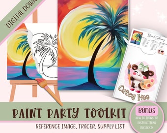 Diy Sip N Paint, Paint Party Printable For Kids & Adults, Paint and Sip Template Instructions, Painting Kit Stencil, Png Digital Download