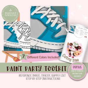 Sneaker DIY Paint Party For Adults and Kids  |Pre-Drawn | Art Party Paint Kit | Sip & Paint | Digital Download File, Paint Party Toolkit