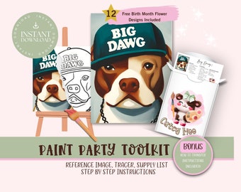 DIY Paint Party For Adults and Kids  |Pre-Drawn | Art Party Paint Kit | Sip & Paint | Digital Download File, Paint Party Toolkit