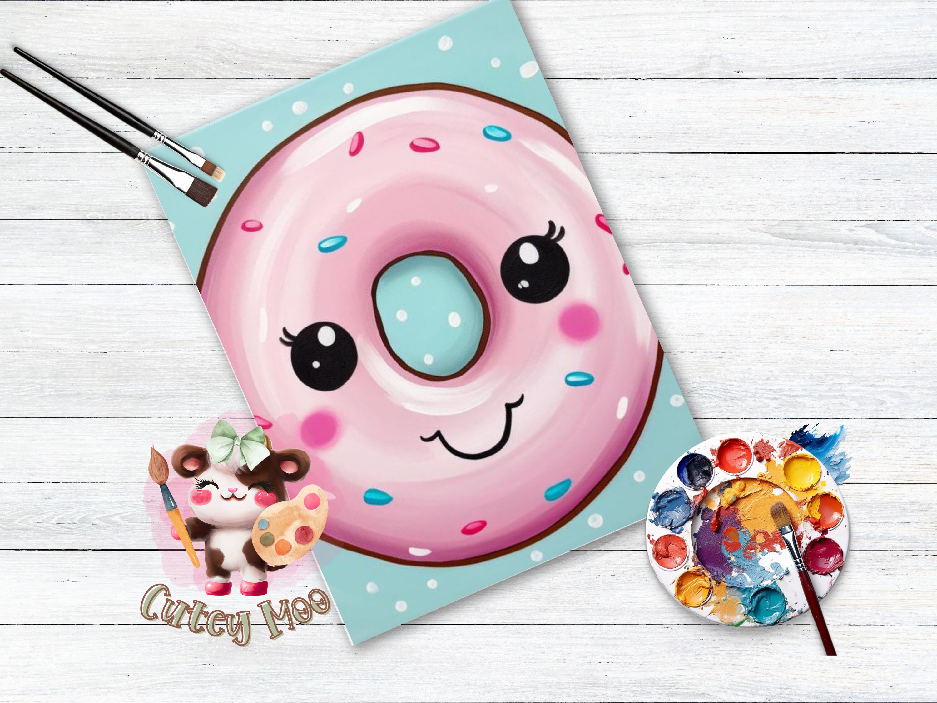 Donut DIY Paint Party for Adults and Kids |pre-drawn | Art Party Paint ...