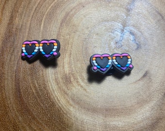 Rainbow Heart Sunglasses Shoe Charm