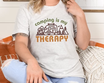 Retro Camping Shirt, Camping is my Therapy Shirt, Cute Camper T Shirt, Camping Lover Gift, Retro Camper Shirt, Camping Therapy tee