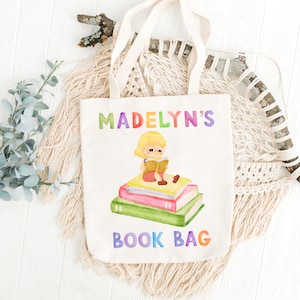 Sac de livres personnalisé pour enfants, cadeau unique pour enfants, sac de bibliothèque pour enfants, cadeau unique pour enfants