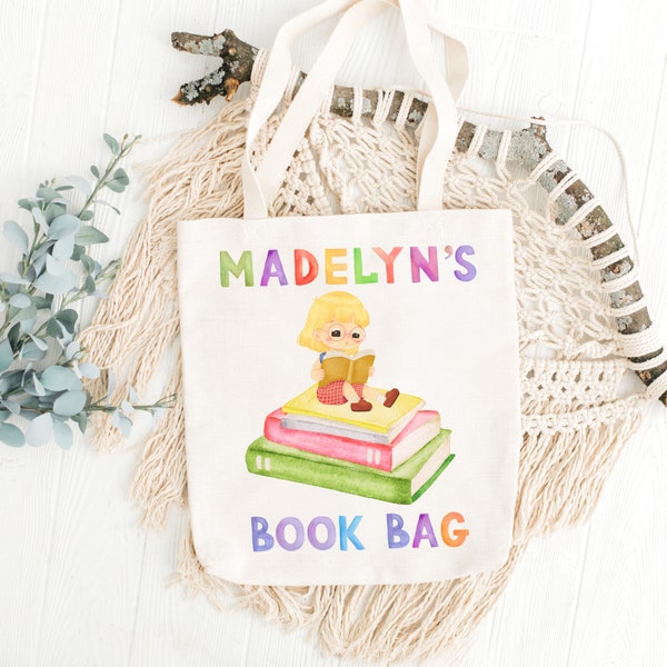 Personalized Book Bag for Kids, Unique Gift for Kids, Library Bag for kids, Unique Kids Gift