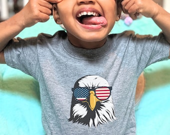 4th of July Eagle Shirt, Kids 4th of July tee, Youth Eagle with Sunglasses tee, Cool 4th of July kids shirt, Matching Family 4th of July