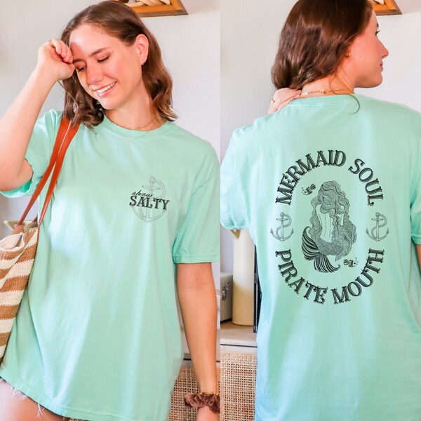 Camisa de gran tamaño de alma de sirena, camiseta de gran tamaño de núcleo de sirena, camiseta de playa de gran tamaño, camisa de sirena de gran tamaño, boca de pirata de alma de sirena