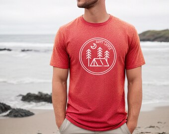 Happy Camper Shirt, Camping T Shirt, Minimalist Camping Shirt, Retro Camping Shirt, Gift for Camper, Camping Gift, Cute Camping Shirt
