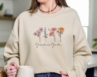 Custom Birth Month Flower Sweatshirt, Gifts for Nana, Mother's Day gift, Custom gift for Grandma, Nana's Garden, Grandkid birth month