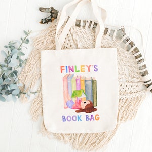 Custom Kids Book Bag, Library Bag For Kids, Gift for Boy, Gift for Girl, Personalized Book Bag for Kids, Custom Name Book Bag, Cute Book Bag