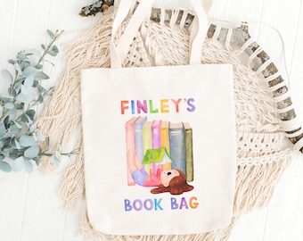 Custom Kids Book Bag, Library Bag For Kids, Gift for Boy, Gift for Girl, Personalized Book Bag for Kids, Custom Name Book Bag, Cute Book Bag