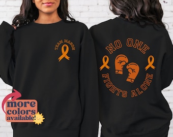 Personalized Name Leukemia Support Team Sweatshirt, Custom Leukemia Support Shirt, Personalized Orange Ribbon Cancer Support Shirt