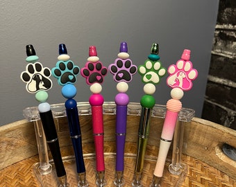 Beaded pen, custom gift, personal gifts,  silicone beads, silicone pen, refillable pen, dog mom, dog mom pen, pet parent, mothers day