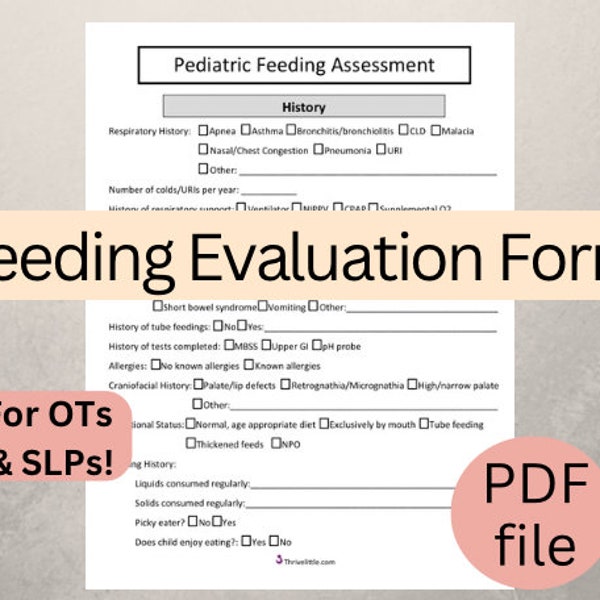 Feeding Evaluation and Oral Motor Assessment | Speech Therapy | Occupational Therapy | Pediatric Feeding Assessment Form Checklist