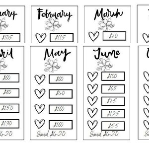 Minimalistic - Printable 12 Month Savings Challenge, A6 Cash Envelopes ,A6 Budget Binder Inserts