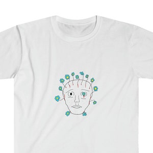 Graphic Tee, T-Shirt, Shirt, Tee, Unisex Clothing, Mens Clothing, Women's Clothing, Fun, Weird, Design, Simple Design, Flowers for Brains White