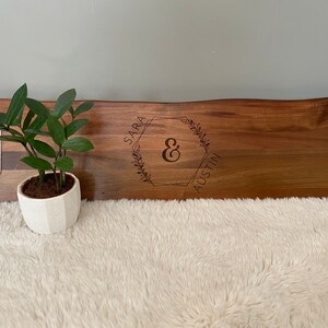 Personalized Large Grazing Board - 2 Handles, Natural Edge, Solid Wood