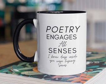 Cadeau poésie, mug poésie, cadeau littérature, cadeaux écrivains, cadeaux professeur d'anglais, tasse d'écriture, tasse langue, tasse thérapie, tasses drôles pour dortoir