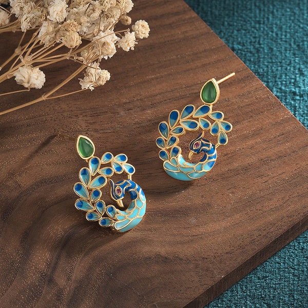 Peacock Earrings - Etsy