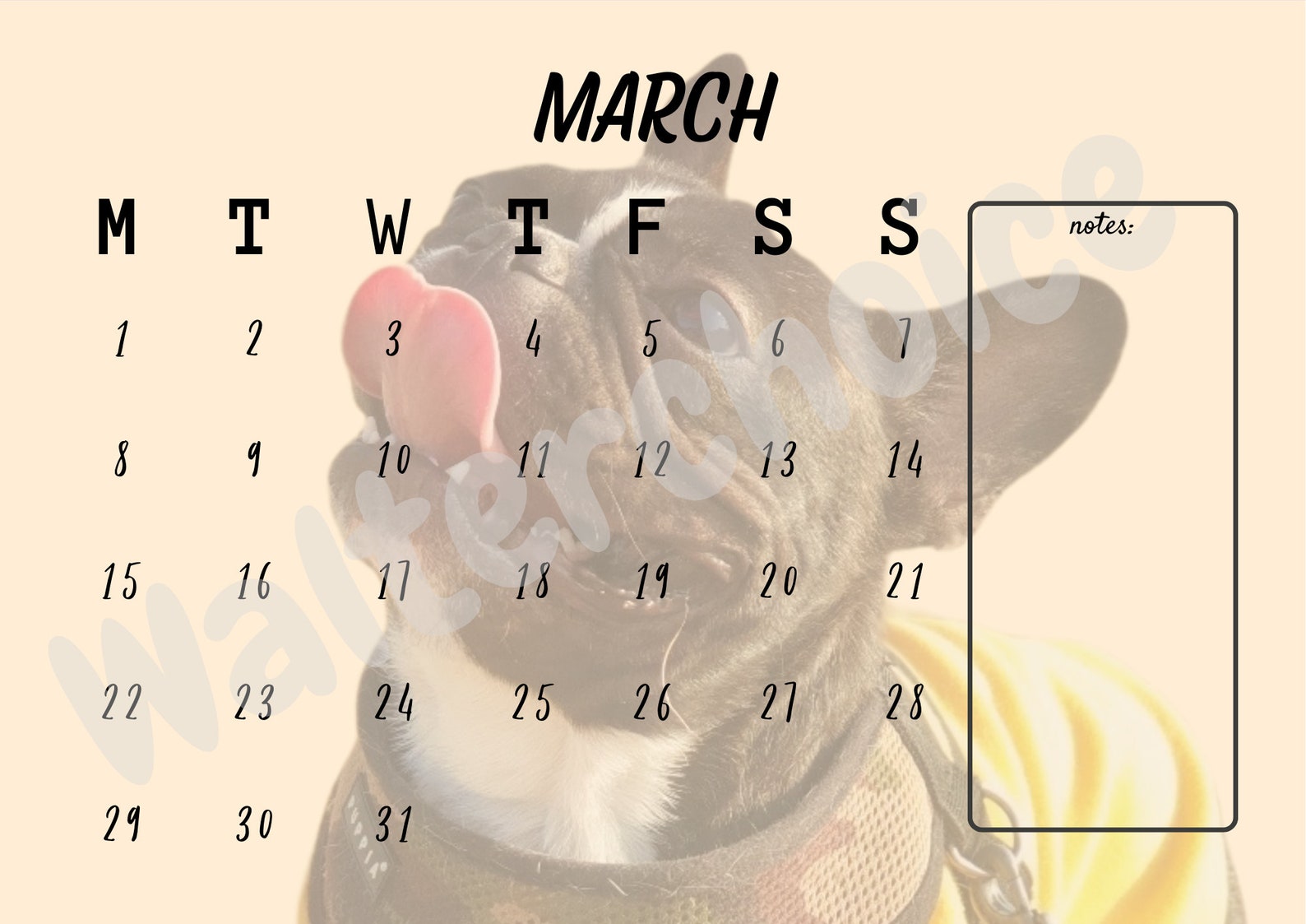 Custom Printable Calendar Etsy