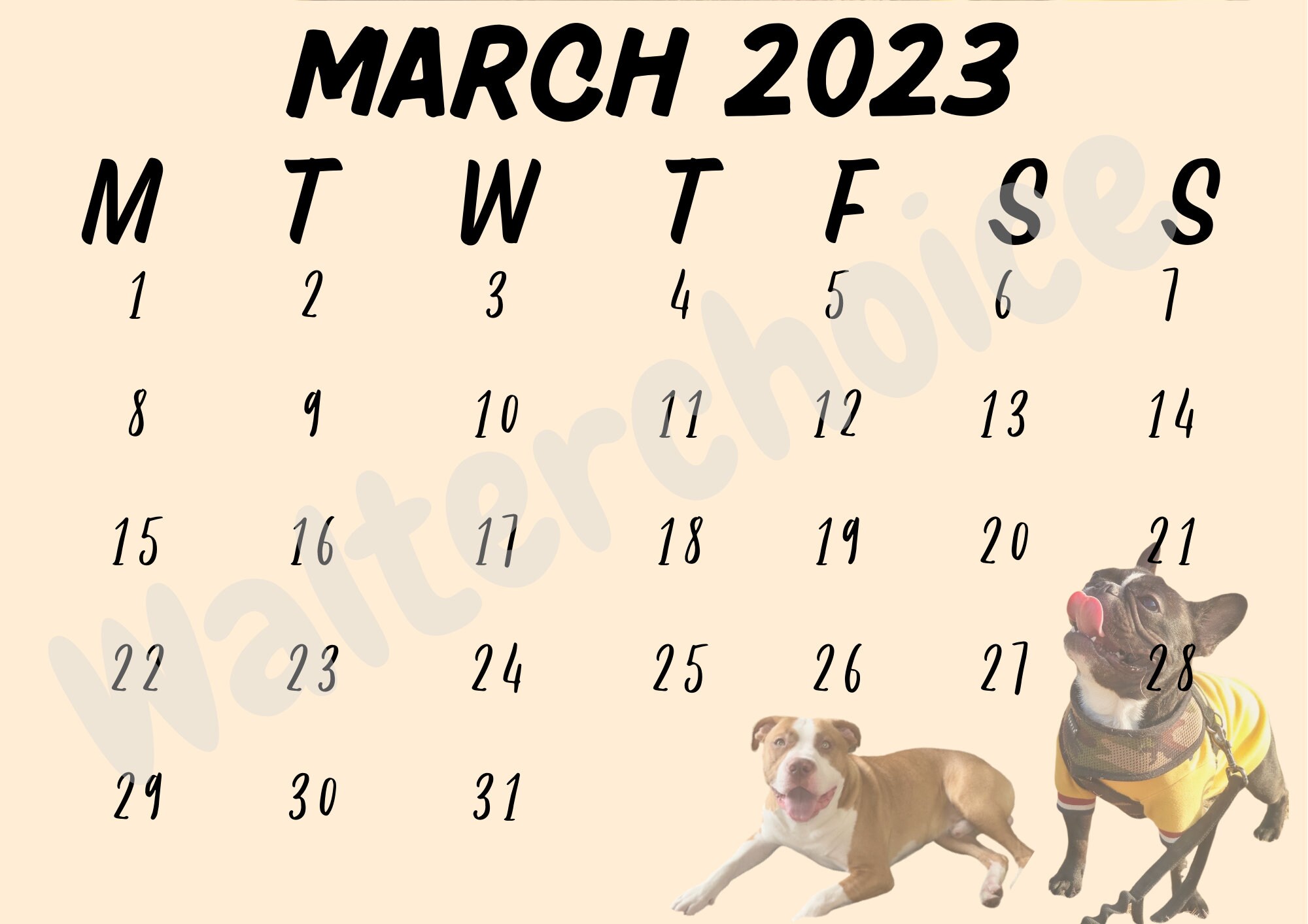Custom Printable Calendar Etsy