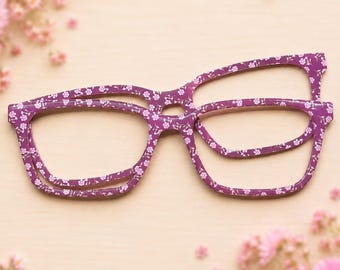 Pink Floral Acrylic Eyeglass Topper with Magnets