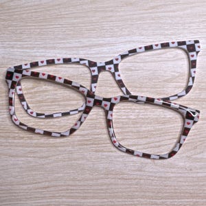 Checkered Hearts Eyeglass Topper with Magnets