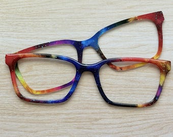 Rainbow Explosion Acrylic Eyeglass Topper with Magnets