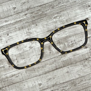 Black with Yellow Stars Magnetic Eyeglass Topper