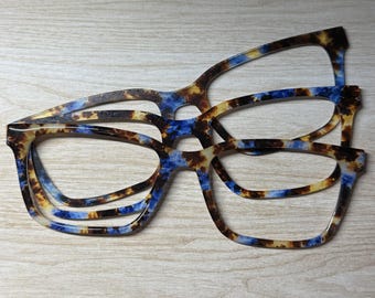 Blue Tortoise Acrylic Eyeglass Topper with Magnets