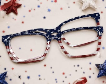 American Flag Acrylic Eyeglass Topper with Magnets