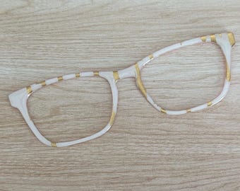 Distressed Gold and White Magnetic Eyeglass Topper