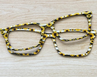 Sunflower Stripes Acrylic Eyeglass Topper with Magnets