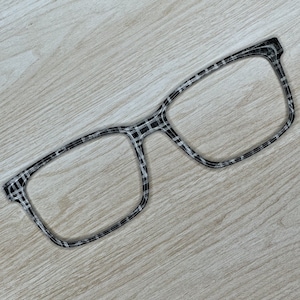 Distressed Black & White Plaid Magnetic Eyeglass Topper