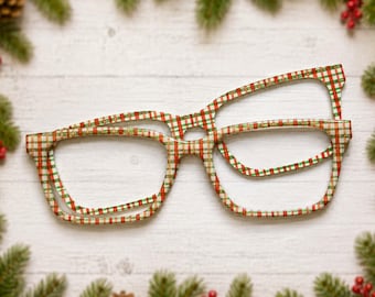 Christmas Plaid Acrylic Eyeglass Topper with Magnets