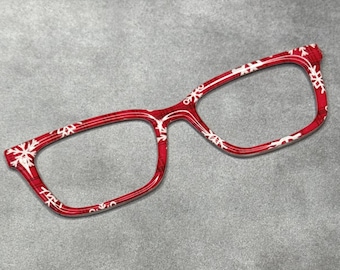 Red & Black Plaid with White Snowflakes Magnetic Eyeglass Topper