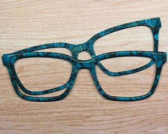 Faux Natural Turquoise Acrylic Eyeglass Topper with Magnets