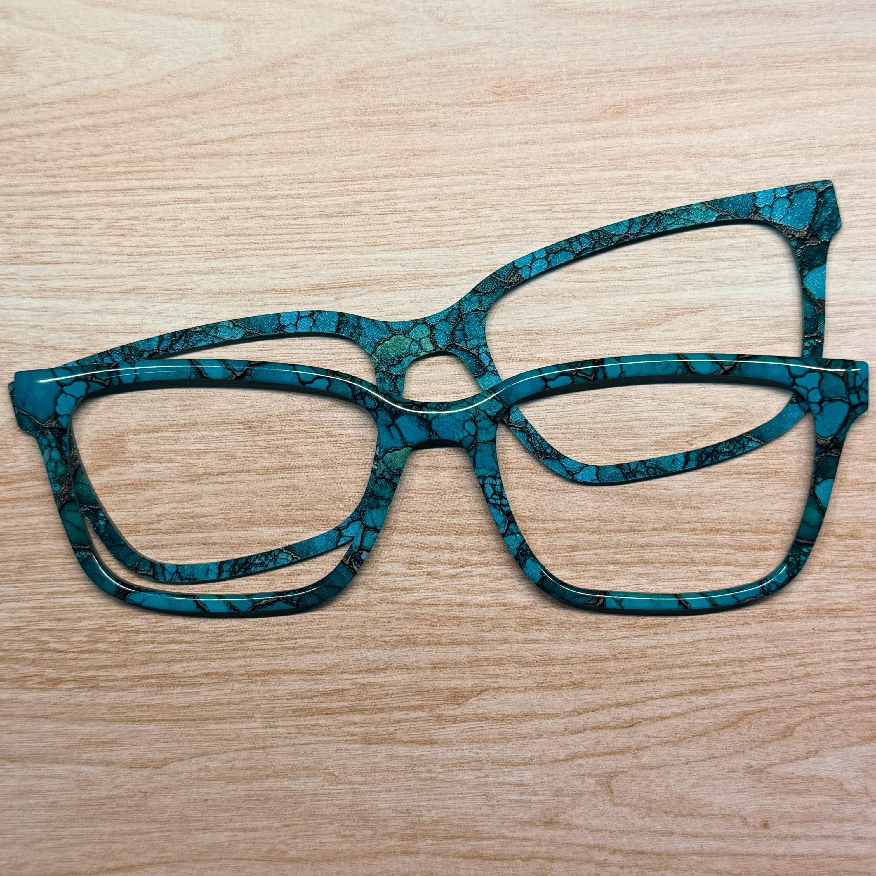 Versace Blue and  Turquoise eyeglasses frames 3194 52-15-140 Versace Eyeglasses VE 3354 5460 Top Black/Havana Blu at  main image 4